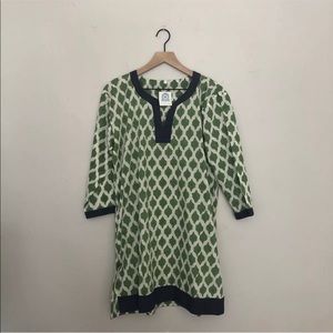 Shine Collection Green & White Tunic Cover Up